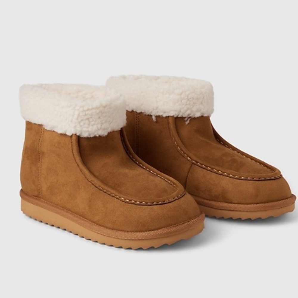 GAP Kids Tan Suede-Look Shearling Cuff Boots